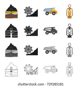 Equipment, useful, fossil and other web icon in cartoon style. Lighting, mining, industry icons in set collection.