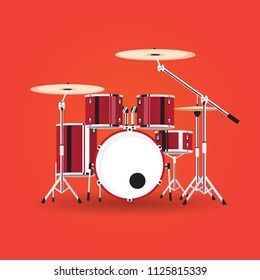 equipment vector drum with red color