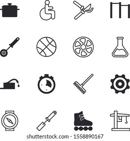 equipment vector icon set such as: rubber, north, relaxation, bar, clinic, skates, research, young, skate, saucepan, strong, cog, map, transmission, trim, pots, rollerblades, wheelchair, person, man