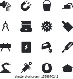 equipment vector icon set such as: saucepan, electrician, housework, cable, panel, electricity, operating, strength, summer, project, immunization, plug, bucket, office, contractor, dinner, blueprint