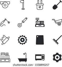 equipment vector icon set such as: flag, control, wire, spoon, fitness, torch, collection, cctv, plate, watching, device, switch, pizza, pennant, cam, cable, isometric, roller, job, surface, spade