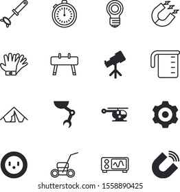 equipment vector icon set such as: arm, discover, lightbulb, automation, household, food, medicine, mixer, bright, competition, clothing, long, roof, cartoon, fly, cog, cutter, discovery, glove