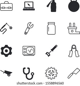 equipment vector icon set such as: jar, desktop, spanner, science, laboratory, iron, palm, luggage, welding, doctor, mixer, egg, sharp, army, stock, cardiology, cream, waves, listen, jam, wave