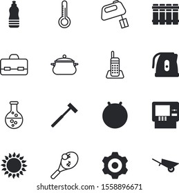 equipment vector icon set such as: mixer, blue, pot, talk, reusable, glassware, bag, security, weather, electrical, high, gym, transmission, terminal, preparation, athletic, deposit, central, paper