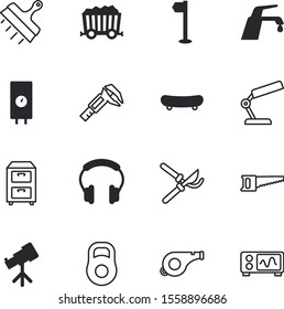equipment vector icon set such as: hot, extreme, vernier, carpentry, drip, listen, waves, research, judge, screen, interior, sparkle, miners, axe, bodybuilding, watching, lens, meter, pick, weights
