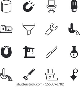 equipment vector icon set such as: chair, measurement, culinary, lamp, dinner, handle, scale, up, whip, instrument, machine, modern, drain, health, connect, bottle, lab, research, front, crane