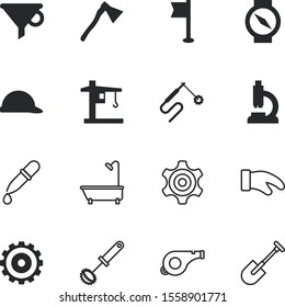 equipment vector icon set such as: hard, mitten, bin, cut, bottleneck, topography, conservation, pennant, police, tower, shadow, mixing, success, travel, garden, hat, ribbon, summer, yellow, mask