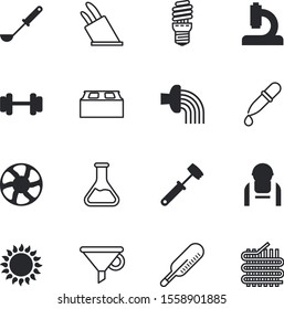 equipment vector icon set such as: photography, meat, money, fluorescent, measurement, growth, cold, electricity, temperature, marketing, camera, container, web, analysis, gardening, sharp, muscle