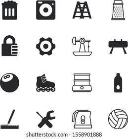 equipment vector icon set such as: training, set, hit, transparent, education, travel, bowl, lock, protection, close, double, can, protect, cog, junk, athletic, empty, reusable, clear, roll
