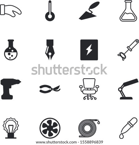 equipment vector icon set such as: sweet, clipper, cold, shadow, plug, protective, clinic, pruning, mechanical, hardware, exhaust, whisk, tip, warm, fresh, gardener, beater, mitten, fountain, egg