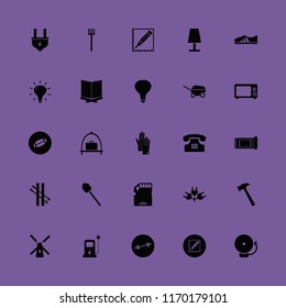 equipment vector icons set. with car charger, microwave, plug and holy quran in set
