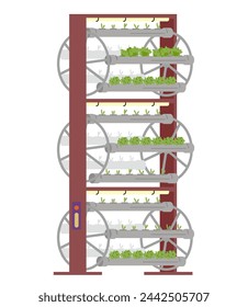 Equipment for vertical farming flat vector illustration isolated on white. 