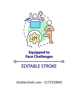 Equipped to face challenges concept icon. Benefit of workplace adaptability abstract idea thin line illustration. Isolated outline drawing. Editable stroke. Arial, Myriad Pro-Bold fonts used