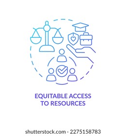 Equitable access to resources blue gradient concept icon. Characteristic of fair economy growth abstract idea thin line illustration. Isolated outline drawing. Myriad Pro-Bold font used