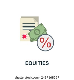 Icono plano de acciones. Signo coloreado de la colección del mercado de valores. Ilustración de íconos de Creative Equities para Diseño web, infografías y más