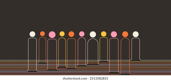 Anuncio abstracto de equidad para la discapacidad y la igualdad de género. Ilustración de minimalismo de justicia social y equidad laboral