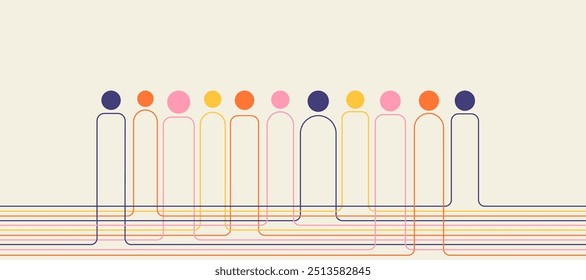 Anuncio abstracto de equidad para la discapacidad y la igualdad de género. Ilustración de minimalismo de justicia social y equidad laboral