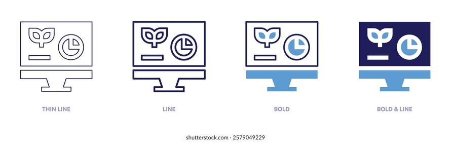 Equity analysis icon in 4 different styles. Thin Line, Line, Bold, and Bold Line. Duotone style. Editable stroke.