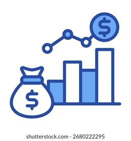 Equity Capital Icon Ilustración vectorial azul