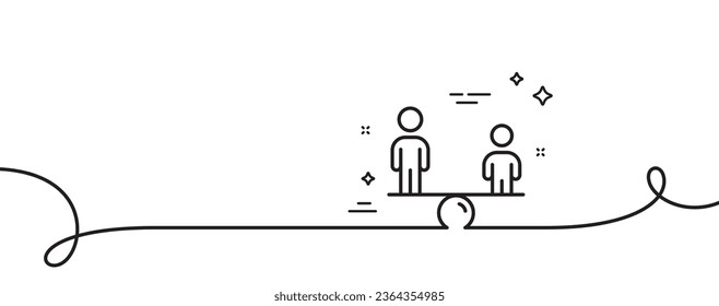 Equity culture line icon. Continuous one line with curl. Equality sign. Gender diversity symbol. Equity single outline ribbon. Loop curve pattern. Vector