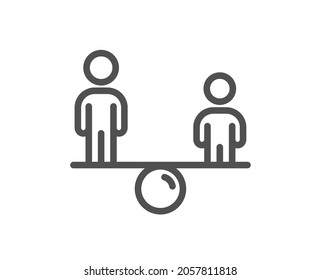 Equity culture line icon. Equality sign. Gender diversity symbol. Quality design element. Line style equity icon. Editable stroke. Vector