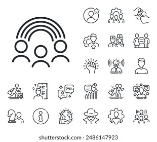 Equity culture sign. Specialist, doctor and job competition outline icons. Inclusion line icon. Gender diversity symbol. Inclusion line sign. Avatar placeholder, spy headshot icon. Vector