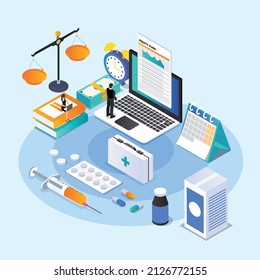 Equity fund in healh industry isometric 3d vector concept for banner, website, illustration, landing page, flyer, etc.