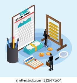 Equity funds isometric 3d vector concept for banner, website, illustration, landing page, flyer, etc.