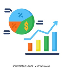 Equity Growth Icon in Flat Color Style. Simple Vector Design. Simple Vector Flat Icon