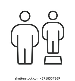 Aktiensymbol im Liniendesign. Fairness, soziale Gerechtigkeit, Gleichheit, Gleichgewicht, Inklusion, Menschen, Gesellschaft auf weißem Hintergrund Vektor. Strichsymbol zum Bearbeiten von Aktien