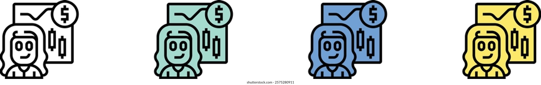 equity icon. Outline, Green, Blue and Yellow Style Design Isolated On White Background