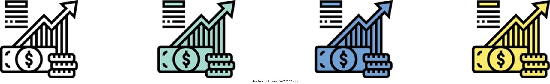 equity icon. Outline, Green, Blue and Yellow Style Design Isolated On White Background