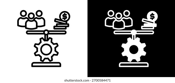 Ícone de Patrimônio Líquido branco preto Ilustração de Vetor