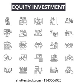 Icons der Equity Investment Line für Web und Mobile Design. Bearbeitbare Schlagzeichen. Rahmenkonzept für Eigenkapitalinvestitionen - Illustrationen