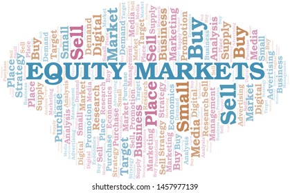 Equity Markets word cloud. Vector made with text only