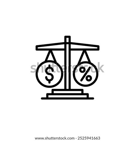 equity money discount tax outline icon and illustration