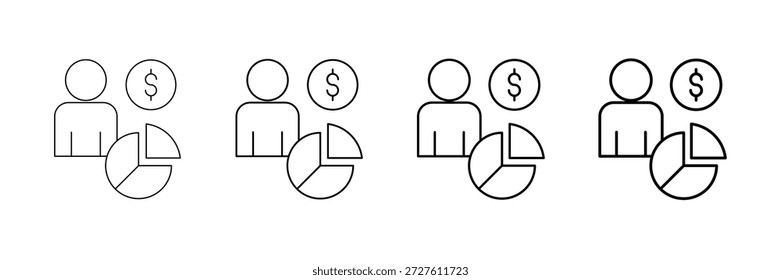 Conjunto de Vectores de iconos de propiedad de capital en diferentes estilos de línea de trazo