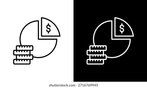 Equity Pie Chart Outline Diseño de conjunto de iconos blancos