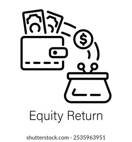 Icono de retorno de equidad en estilo de línea