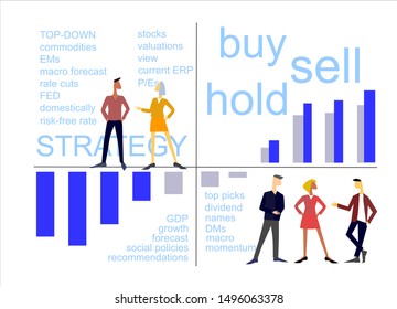 Equity strategy concept. Teamwork on stock market