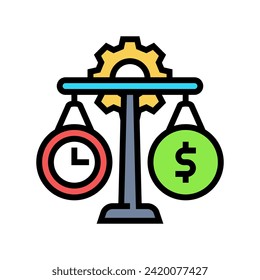 vector de icono de color de administración de tiempo de acción. signo de administración de tiempo de patrimonio. ilustración de símbolo aislado