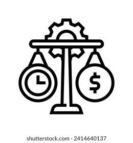 equity time management line icon vector. equity time management sign. isolated contour symbol black illustration