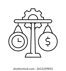 equity time management line icon vector. equity time management sign. isolated contour symbol black illustration