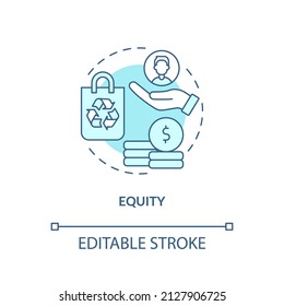 Equity turquoise concept icon. Emergent property abstract idea thin line illustration. Sustainable practices. Isolated outline drawing. Editable stroke. Arial, Myriad Pro-Bold fonts used