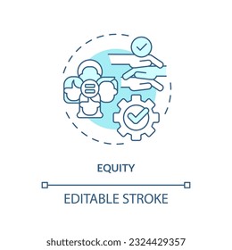 Equity turquoise concept icon. Social justice. Gender equality. Human right. Diversity and inclusion. Equal opportunity abstract idea thin line illustration. Isolated outline drawing. Editable stroke