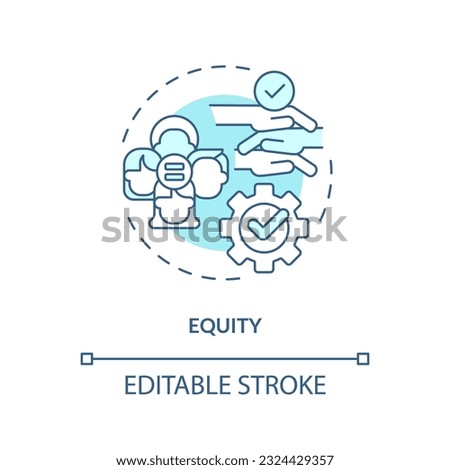 Equity turquoise concept icon. Social justice. Gender equality. Human right. Diversity and inclusion. Equal opportunity abstract idea thin line illustration. Isolated outline drawing. Editable stroke