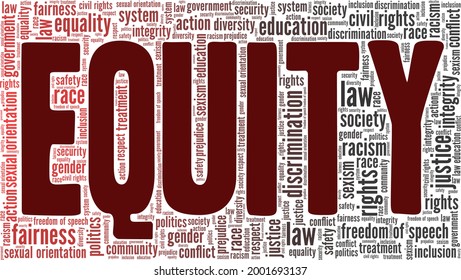 Equity Vector Illustration Word Cloud Isolated On A White Background.