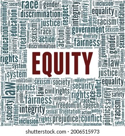 Equity vector illustration word cloud isolated on a white background.