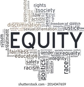 Equity Vektorgrafik Wort Cloud einzeln auf weißem Hintergrund.