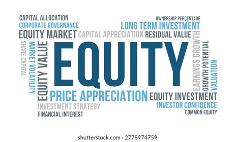 Equity Word Cloud. Clean White Equity Investment and Capital Appreciation Concept on White Background